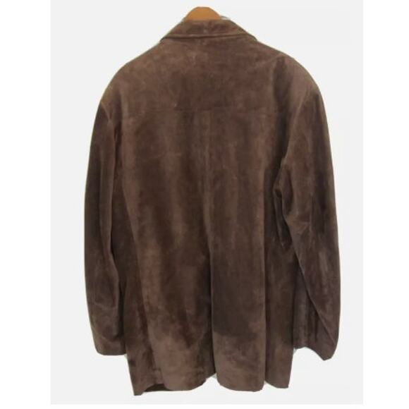 The J. Peterman Company Shawl Collar Dark Brown Suede Jacket XL - Picture 2 of 4